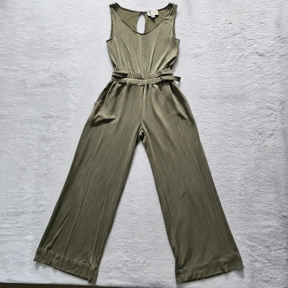 Saturday Sunday Anthropologie Jumpsuit Womens XS Olive‎ Green Wide Leg Romper - Picture 2 of 16